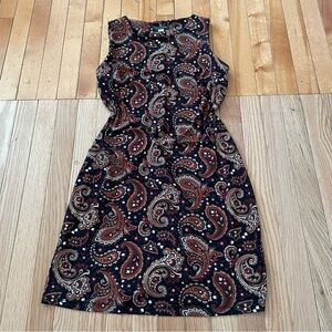 Tommy Hilfiger Shift Mini Dress Womens 4 Brown Paisley Print Boho Artsy